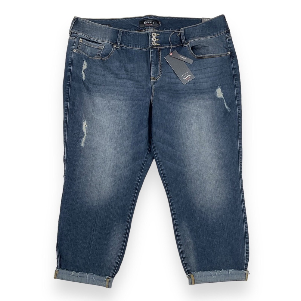 Torrid Jeans Womens 26 (ACTUAL‎ 44x23) Blue Denim Crop Cuffed Jegging Denim NEW